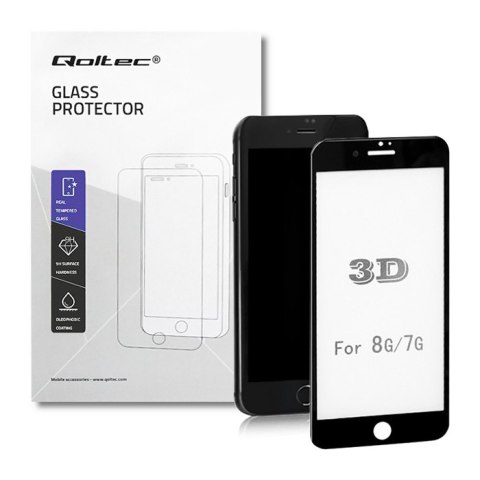 Qoltec Hartowane szkło ochronne PREMIUM do iPhone 7 | CZARNE | 3D Qoltec Hartowane szkło ochronne PREMIUM do iPhone 7 | CZARNE | 3D