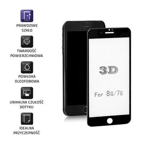 Qoltec Hartowane szkło ochronne PREMIUM do iPhone 7 | CZARNE | 3D Qoltec Hartowane szkło ochronne PREMIUM do iPhone 7 | CZARNE | 3D
