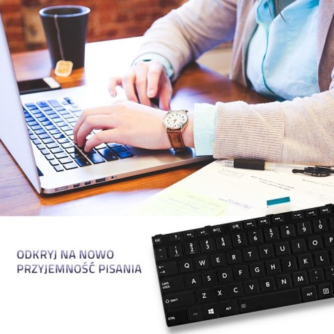Qoltec Klawiatura do Toshiba Satellite C850 | L850 | czarny | +ramka matowa