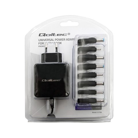 Qoltec Uniwersalny zasilacz sieciowy 45W | 8 wtyczek Qoltec Uniwersalny zasilacz sieciowy 45W | 8 wtyczek