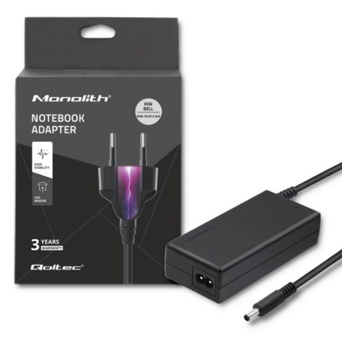 Qoltec Zasilacz do Dell 65W | 19.5V | 3.34A | 4.5*3.0+pin | +kabel zasilający Qoltec Zasilacz do Dell 65W | 19.5V | 3.34A | 4.5*3.0+pin | +kabel zasilający
