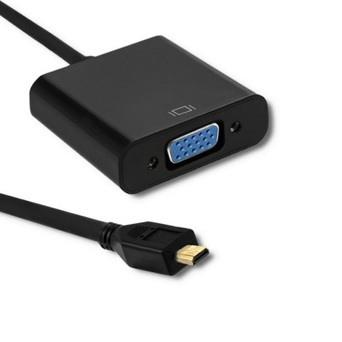 Qoltec Adapter Micro HDMI D męski | VGA żeński | +3.5mm Audio | 0.2m Qoltec Adapter Micro HDMI D męski | VGA żeński | +3.5mm Audio | 0.2m