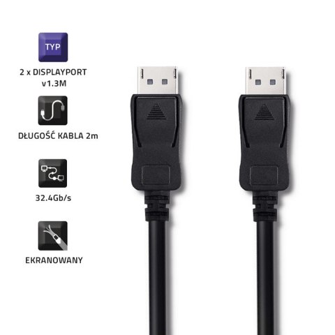Qoltec DisplayPort v1.3 męski | DisplayPort v1.3 męski | 8K | 2m Qoltec DisplayPort v1.3 męski | DisplayPort v1.3 męski | 8K | 2m