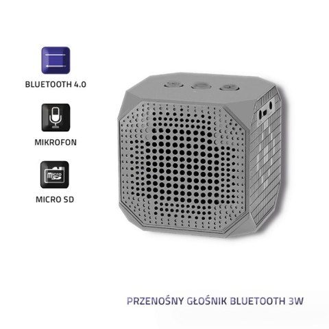 Qoltec Przenośny głośnik Bluetooth 3W | Double speaker | szary Qoltec Przenośny głośnik Bluetooth 3W | Double speaker | szary