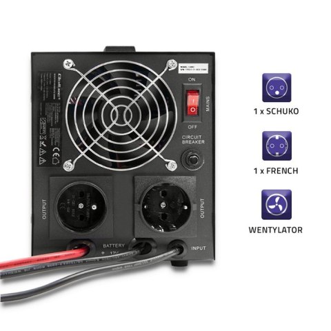 Qoltec Zasilacz awaryjny Pure Sine Wave | 500VA | 12V