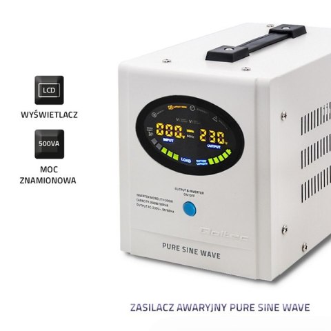 Qoltec Zasilacz awaryjny Pure Sine Wave | 500VA | 12V Qoltec Zasilacz awaryjny Pure Sine Wave | 500VA | 12V