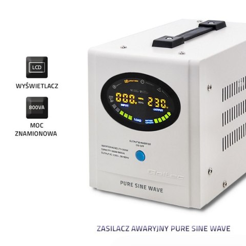 Qoltec Zasilacz awaryjny Pure Sine Wave | 800VA | 12V Qoltec Zasilacz awaryjny Pure Sine Wave | 800VA | 12V