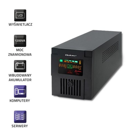 Qoltec Zasilacz awaryjny UPS | Monolith | 1200VA | 720W | LCD | USB Qoltec Zasilacz awaryjny UPS | Monolith | 1200VA | 720W | LCD | USB