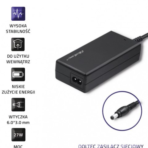 Qoltec Zasilacz desktopowy 27W | 12V | 2.25A | 6.0*3.0 | +kabel zasilający Qoltec Zasilacz desktopowy 27W | 12V | 2.25A | 6.0*3.0 | +kabel zasilający