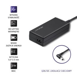 Qoltec Zasilacz desktopowy 27W | 2.24A | 5.5*2.5 | +kabel zasilający