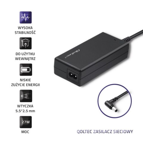 Qoltec Zasilacz desktopowy 27W | 2.24A | 5.5*2.5 | +kabel zasilający Qoltec Zasilacz desktopowy 27W | 2.24A | 5.5*2.5 | +kabel zasilający
