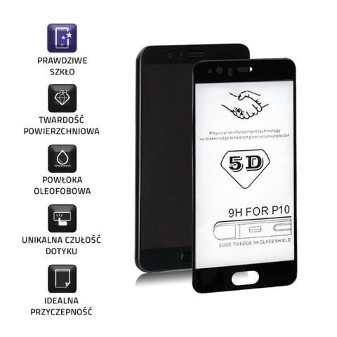 Qoltec Hartowane szkło ochronne PREMIUM do Huawei P10 | 5D | PEŁNE | CZARNE Qoltec Hartowane szkło ochronne PREMIUM do Huawei P10 | 5D | PEŁNE | CZARNE
