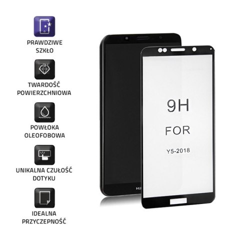 Qoltec Hartowane szkło ochronne PREMIUM do Huawei Y5 2018 | CZARNE Qoltec Hartowane szkło ochronne PREMIUM do Huawei Y5 2018 | CZARNE