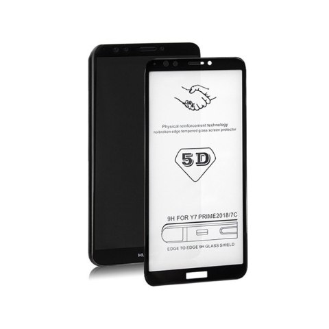 Qoltec Hartowane szkło ochronne PREMIUM do Huawei Y7 Prime | 5D | CZARNE Qoltec Hartowane szkło ochronne PREMIUM do Huawei Y7 Prime | 5D | CZARNE