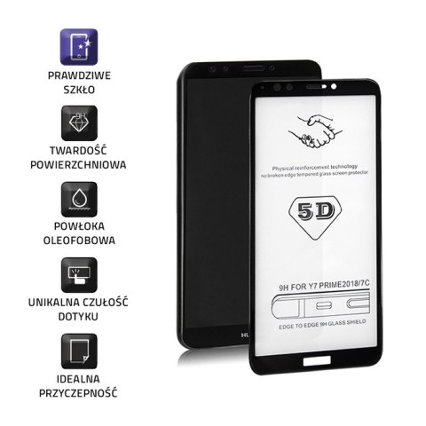 Qoltec Hartowane szkło ochronne PREMIUM do Huawei Y7 Prime | 5D | CZARNE Qoltec Hartowane szkło ochronne PREMIUM do Huawei Y7 Prime | 5D | CZARNE
