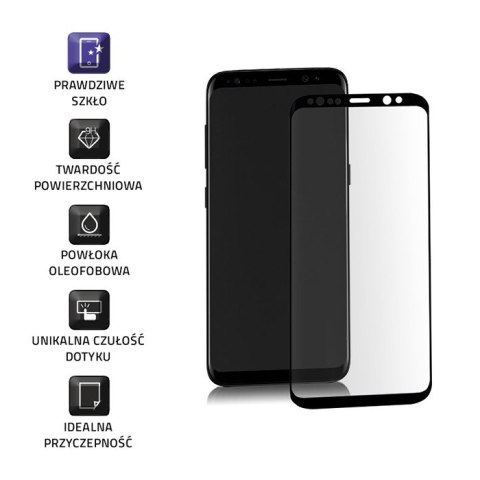 Qoltec Hartowane szkło ochronne PREMIUM do Samsung Galaxy S8 | 3D | PEŁNE |CZARNE