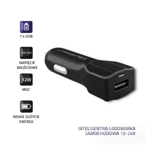 Qoltec Inteligentna Ładowarka samochodowa 12-24V | 12W | 5V | 2.4A | USB Qoltec Inteligentna Ładowarka samochodowa 12-24V | 12W | 5V | 2.4A | USB