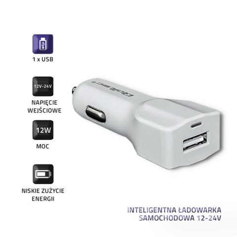 Qoltec Inteligentna Ładowarka samochodowa 12-24V | 12W | 5V | 2.4A | USB Qoltec Inteligentna Ładowarka samochodowa 12-24V | 12W | 5V | 2.4A | USB