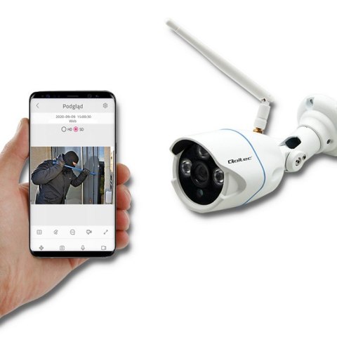 Qoltec Kamera zewnętrzna IP | HD | IR | WiFi | noc/dzień Qoltec Kamera zewnętrzna IP | HD | IR | WiFi | noc/dzień
