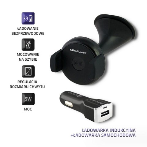 Qoltec Ładowarka indukcyjna + Ładowarka samochodowa | Qualcomm QuickCharge 3.0 12-24V | 3A | USB Qoltec Ładowarka indukcyjna + Ładowarka samochodowa | Qualcomm QuickCharge 3.0 12-24V | 3A | USB