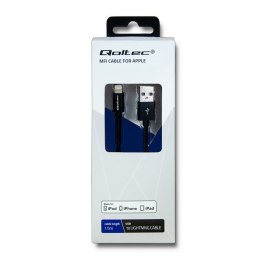 Qoltec Ładowarka sieciowa 12W | 5V | 2.4A |2x USB |+ Lightning MFI | Wzmocniony | 1.5m | Czarny