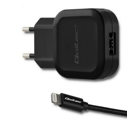Qoltec Ładowarka sieciowa 12W | 5V | 2.4A + Lightning MFI | Wzmocniony | 1.5m | Czarny