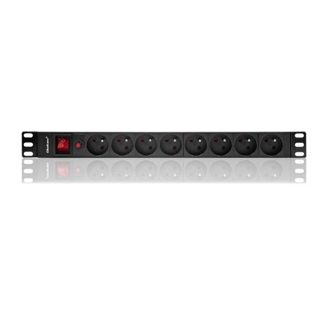 Qoltec Listwa zasilająca antyprzepięciowa CB do szafy RACK 19" | 1U | 16A | PDU | 8xFRENCH| 2m