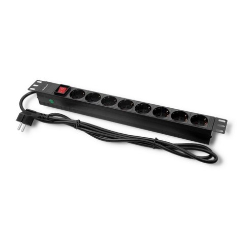 Qoltec Listwa zasilająca do szafy RACK 19" | 1U | 16A | PDU | 8xSCHUKO | 2m Qoltec Listwa zasilająca do szafy RACK 19" | 1U | 16A | PDU | 8xSCHUKO | 2m