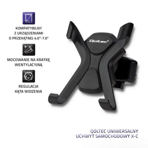 Qoltec Uniwersalny uchwyt samochodowy X-C | na kratkę | Czarny Qoltec Uniwersalny uchwyt samochodowy X-C | na kratkę | Czarny