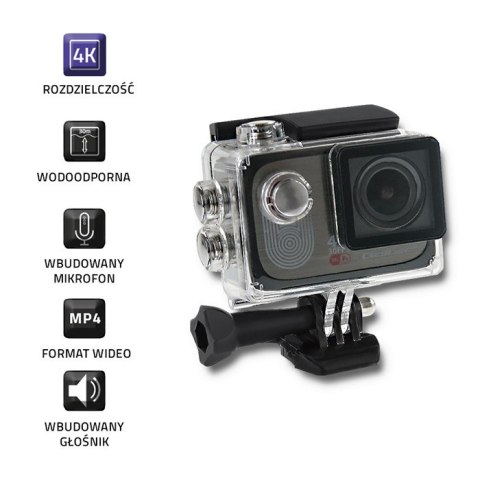 Qoltec Wodoodporna kamera sportowa 4K | LCD 2" | Wi-Fi | czarna Qoltec Wodoodporna kamera sportowa 4K | LCD 2" | Wi-Fi | czarna