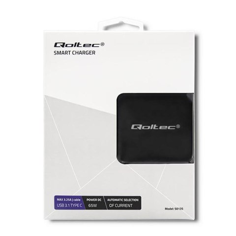Qoltec Zasilacz sieciowy 65W | 5-20.3V | 2-3.25A | USB typ C | PD