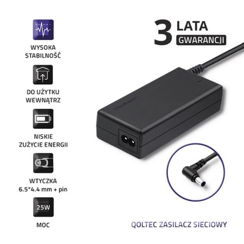 Qoltec Zasilacz sieciowy do monitora LG 25W | 19V | 1.3A | 6.5*4.4 | + kabel zasilajacy Qoltec Zasilacz sieciowy do monitora LG 25W | 19V | 1.3A | 6.5*4.4 | + kabel zasilajacy