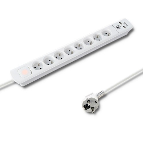 Listwa antyprzepięciowa Qoltec | 8xE, 2xUSB | 1.4m Listwa antyprzepięciowa Qoltec | 8xE, 2xUSB | 1.4m