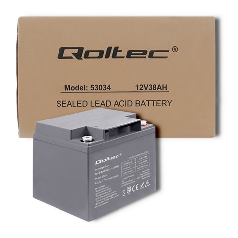 Qoltec Akumulator AGM | 12V | 38Ah | max 456A Qoltec Akumulator AGM | 12V | 38Ah | max 456A