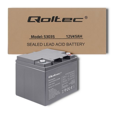 Qoltec Akumulator AGM | 12V | 45Ah | max 540A Qoltec Akumulator AGM | 12V | 45Ah | max 540A