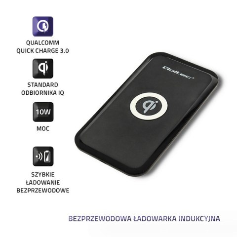 Qoltec Bezprzewodowa ładowarka indukcyjna | Qualcomm QuickCharge 3.0 10W | Czarny Qoltec Bezprzewodowa ładowarka indukcyjna | Qualcomm QuickCharge 3.0 10W | Czarny
