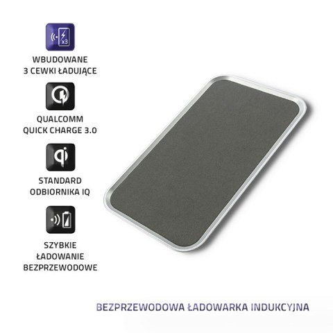 Qoltec Bezprzewodowa ładowarka indukcyjna | Qualcomm QuickCharge 3.0 10W | Srebrny Qoltec Bezprzewodowa ładowarka indukcyjna | Qualcomm QuickCharge 3.0 10W | Srebrny