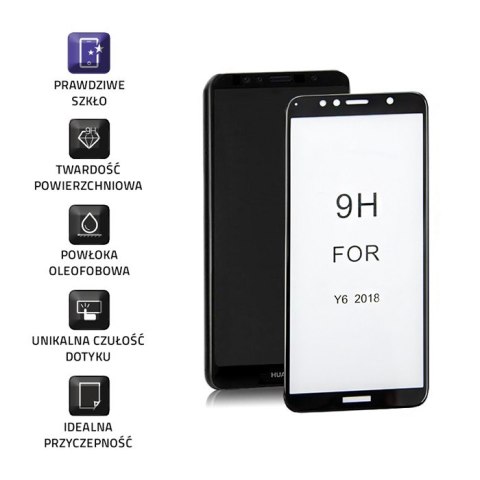 Qoltec Hartowane szkło ochronne PREMIUM do Huawei Y6 2018 | CZARNE | 5D Qoltec Hartowane szkło ochronne PREMIUM do Huawei Y6 2018 | CZARNE | 5D