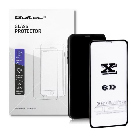 Qoltec Hartowane szkło ochronne PREMIUM do iPhone Xs Max | PEŁNE | 6D | CZARNE Qoltec Hartowane szkło ochronne PREMIUM do iPhone Xs Max | PEŁNE | 6D | CZARNE