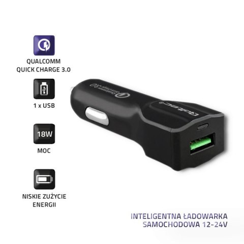 Qoltec Inteligentna Ładowarka samochodowa 12-24V | 18W | 5V | 3A | USB Quick Charge 3.0 Qoltec Inteligentna Ładowarka samochodowa 12-24V | 18W | 5V | 3A | USB Quick Charge 3.0