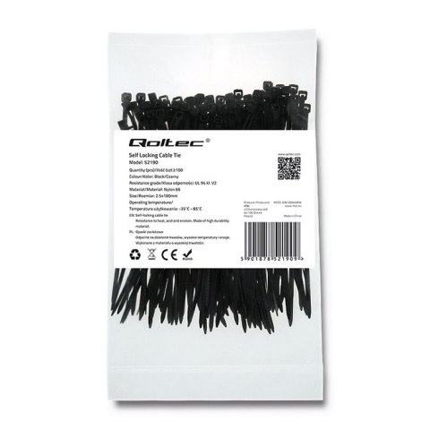 Qoltec Opaska zaciskowa | 2.5*100mm | Nylon UV | Czarna Qoltec Opaska zaciskowa | 2.5*100mm | Nylon UV | Czarna