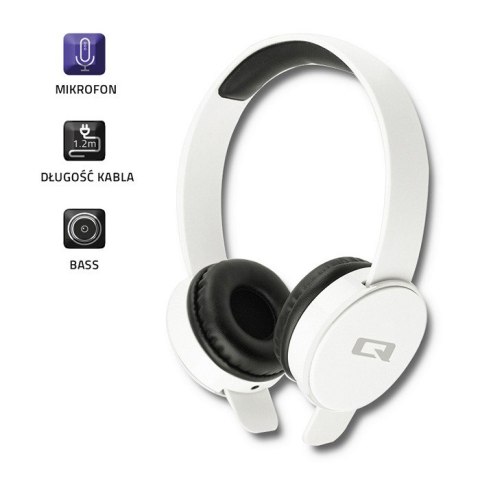 Qoltec Słuchawki nauszne z mikrofonem | Białe Qoltec Słuchawki nauszne z mikrofonem | Białe