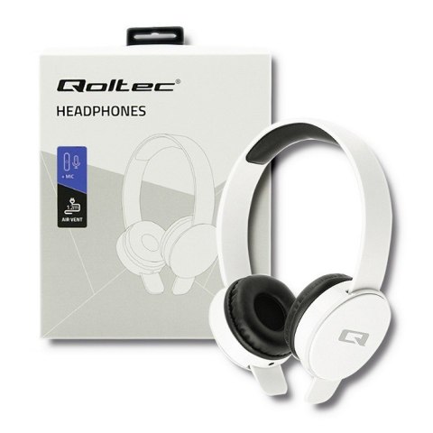 Qoltec Słuchawki nauszne z mikrofonem | Białe Qoltec Słuchawki nauszne z mikrofonem | Białe