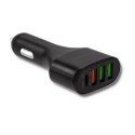 Qoltec Uniwersalna Ładowarka samochodowa 12-24V | 51W | 5A | 1 x USB typ C + USB QC 3.0 | 2 x USB Smart