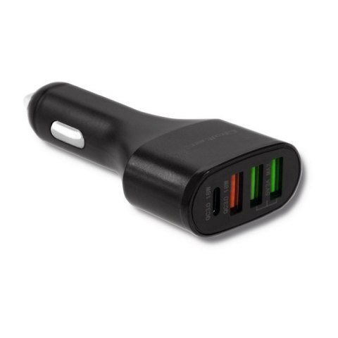 Qoltec Uniwersalna Ładowarka samochodowa 12-24V | 51W | 5A | 1 x USB typ C + USB QC 3.0 | 2 x USB Smart
