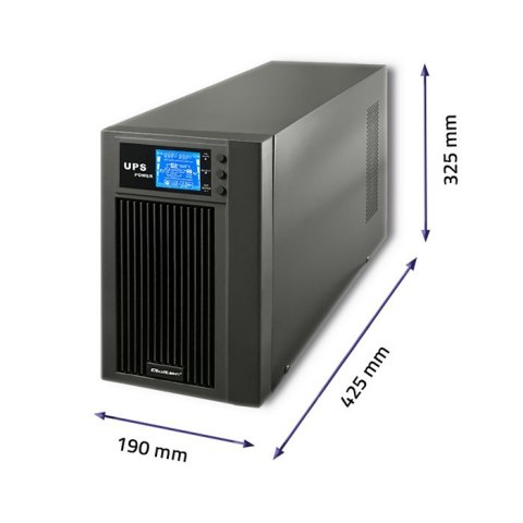 Qoltec Zasilacz awaryjny UPS | On-line | Pure Sine Wave | 3kVA | 2.4kW | LCD | USB