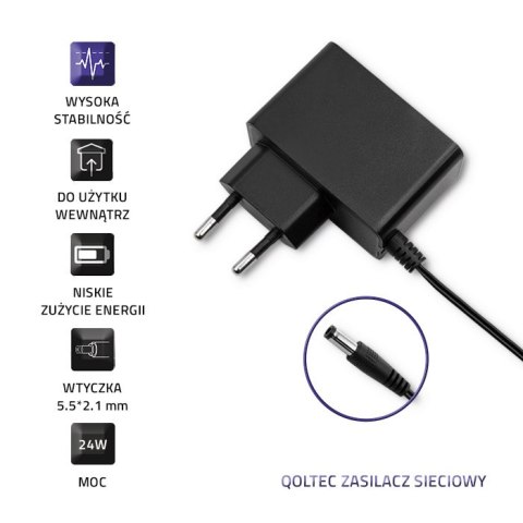 Qoltec Zasilacz wtyczkowy 24W | 12V | 2A | 5.5*2.1 Qoltec Zasilacz wtyczkowy 24W | 12V | 2A | 5.5*2.1