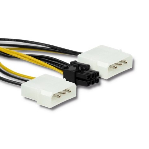 Qoltec Adapter 2x MOLEX żeński/ PCI-E 6pin męski | 15cm Qoltec Adapter 2x MOLEX żeński/ PCI-E 6pin męski | 15cm