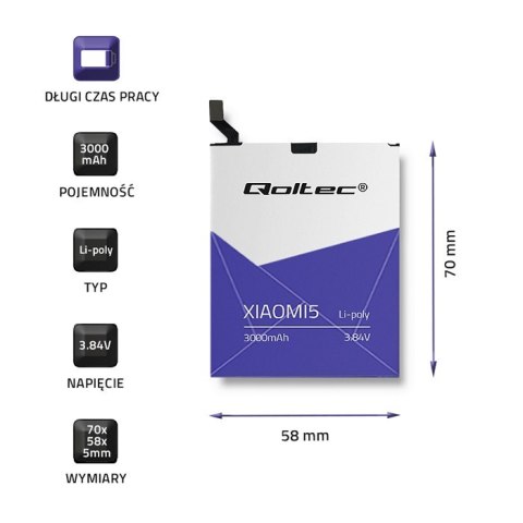 Qoltec Bateria do Xiaomi 5 / BM22 | 3000 mAh Qoltec Bateria do Xiaomi 5 / BM22 | 3000 mAh