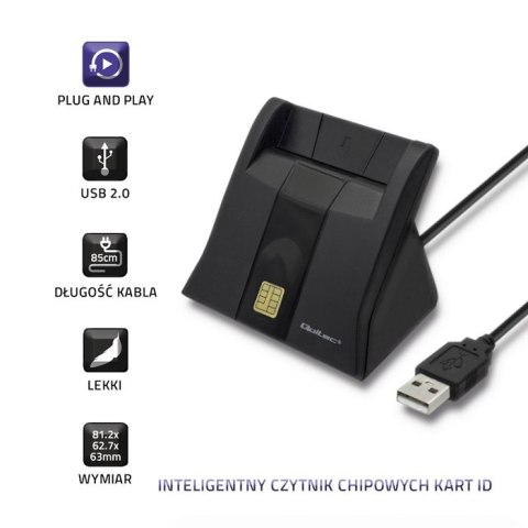 Qoltec Inteligentny czytnik chipowych kart ID |USB 2.0|Plug&Play